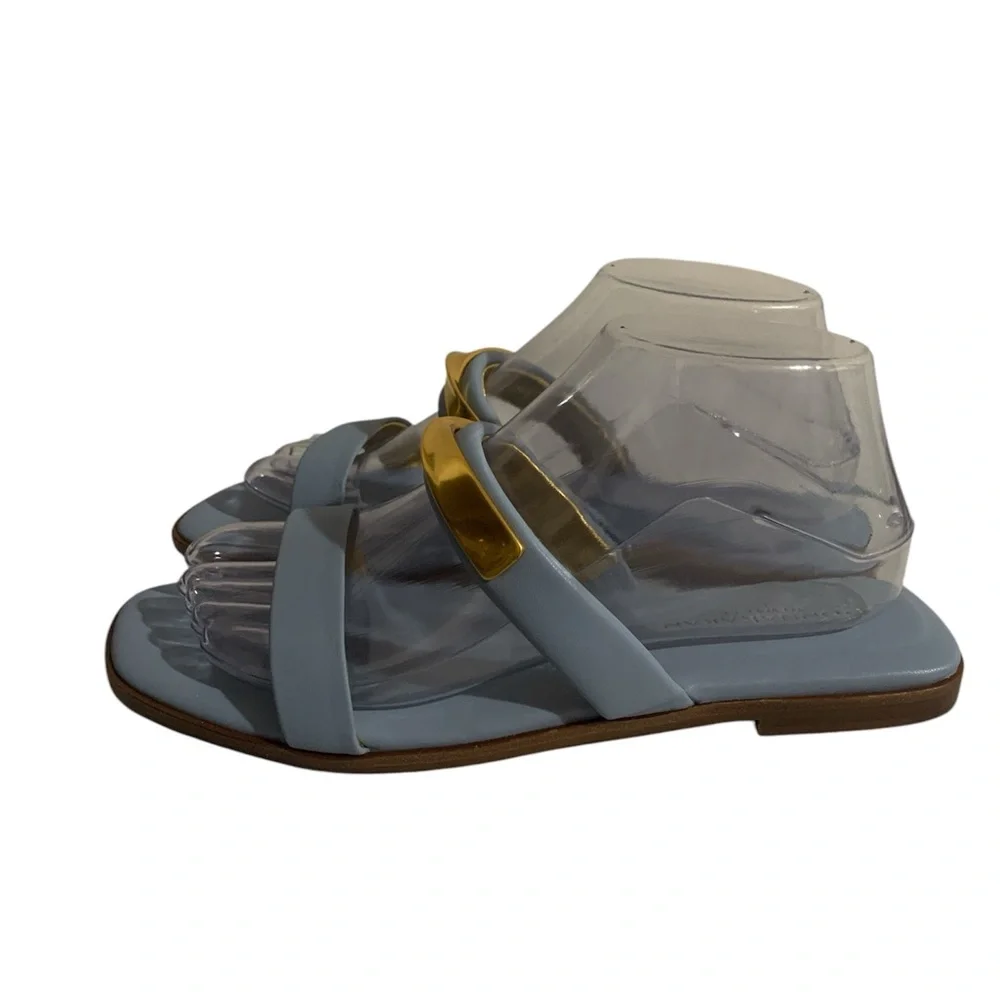 Donna Karan Elegant Blue and Gold Women's Sandals 8
